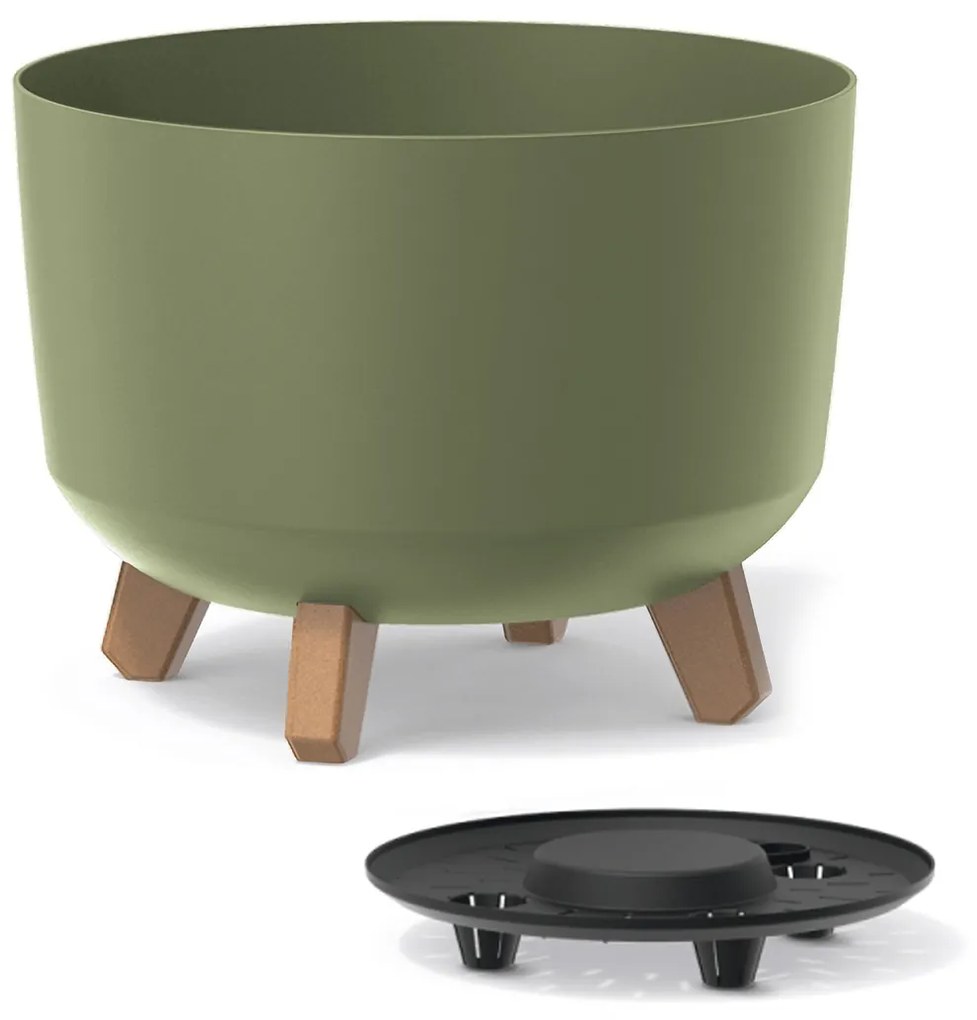 Plastový kvetináč na nožičkách DGRL350 33,9 cm - zelená