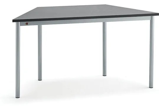 Stôl SONITUS TRAPETS, 1400x700x720 mm, linoleum - tmavošedá, strieborná