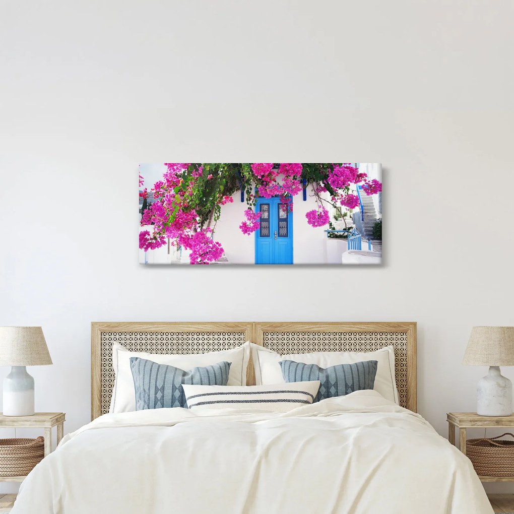 Obraz - Tradičný grécky dom (120x50 cm)
