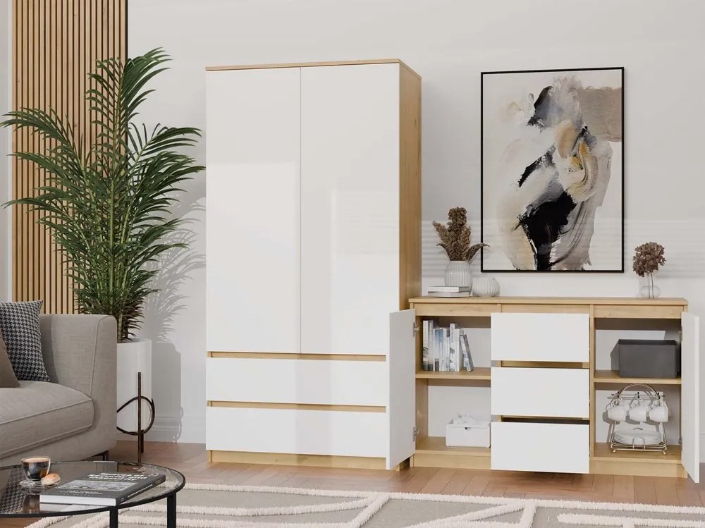 Komoda Malwa 2D3S 120 cm dub artisan/biela