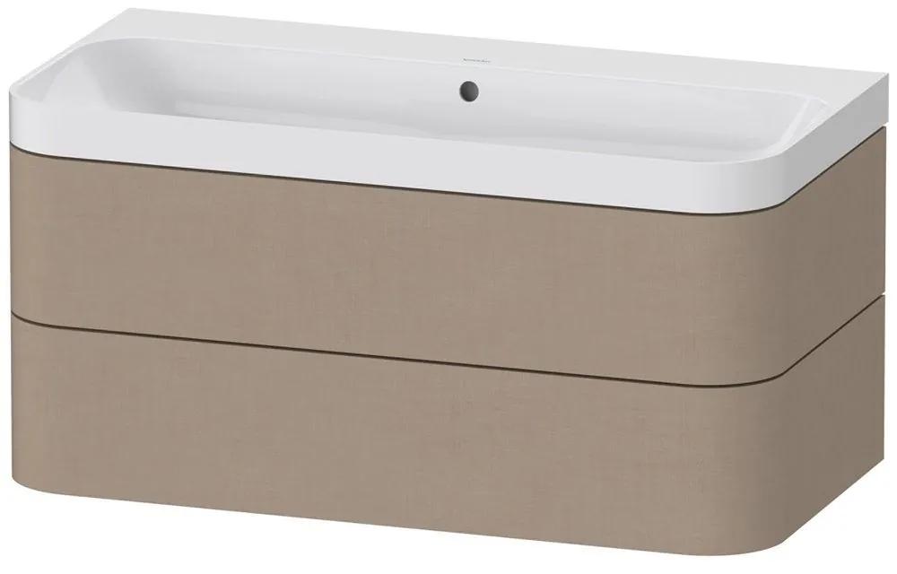 DURAVIT Happy D.2 Plus c-shaped závesná skrinka s nábytkovým umývadlom bez otvoru, 2 zásuvky, 975 x 490 x 480 mm, plátno, HP4348N7575