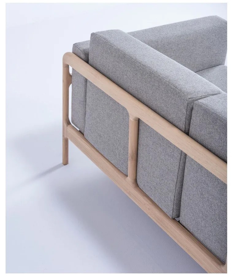 Sivá pohovka s konštrukciou z masívneho dubového dreva Gazzda Fawn, 180 cm