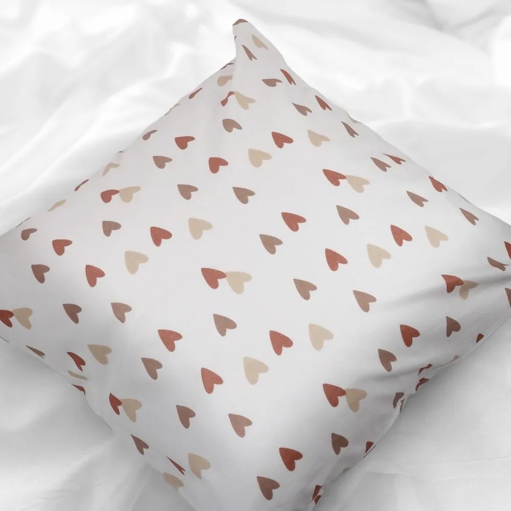 Polášek Bavlnená obliečka na vankúšik - Hnedé srdiečka | 70 x 90 cm