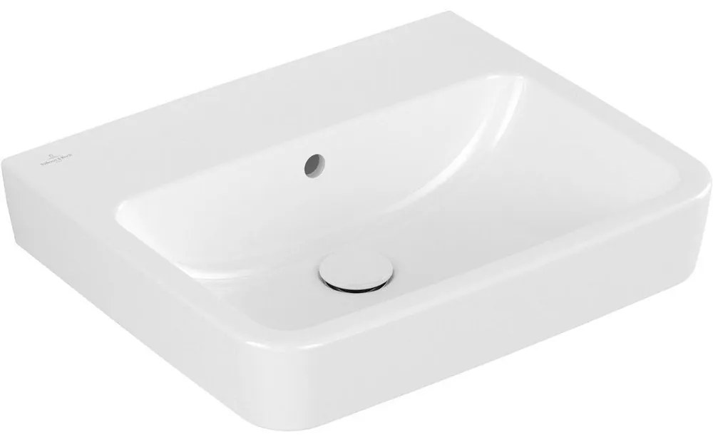 VILLEROY &amp; BOCH O.novo závesné umývadlo bez otvoru (zadná a spodná strana brúsená), s prepadom, 550 x 460 mm, biela alpská, s povrchom CeramicPlus, 4A41MLR1