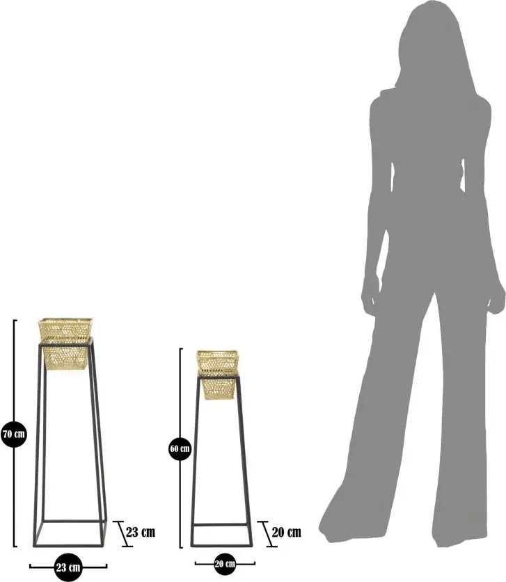 Sada 2 ks stojanů na květiny Square zlato-černá