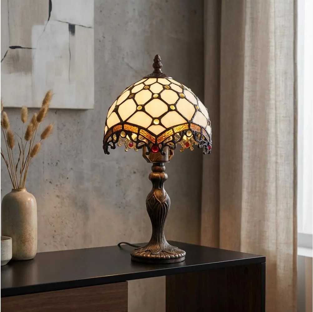Brilagi - Tiffany vitrážová stolová lampa SLONOVINOVÁ 1xE27/60W/230V