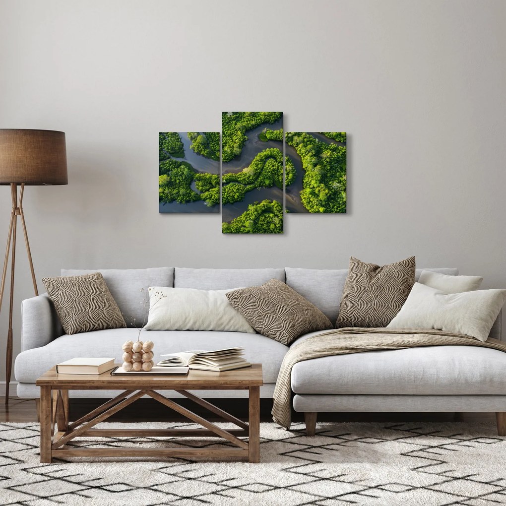 Obraz - Lesná krajina s riekou (90x60 cm)