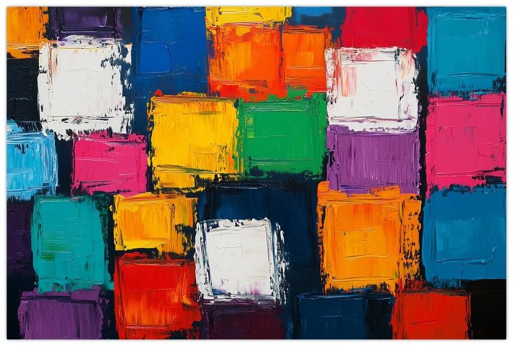 Obraz - Maľba farebných štvorcov (90x60 cm)