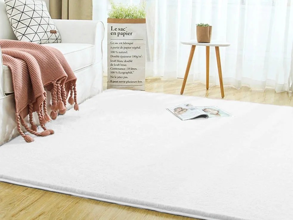 Biely koberec Rabbit s efektom králičej kožušiny – obdĺžnik Rozmer: 200x300 cm