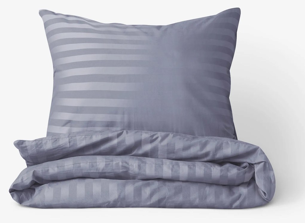 Goldea damaškové posteľné obliečky - tmavo sivé prúžky so saténovým leskom 140 x 220 a 70 x 90 cm