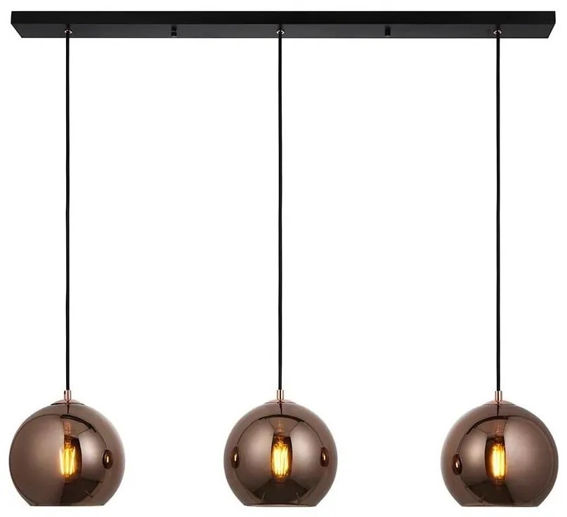 Endon 102929 - Luster na lanku BOLI 3xE27/10W/230V čierna/dymová hnedá
