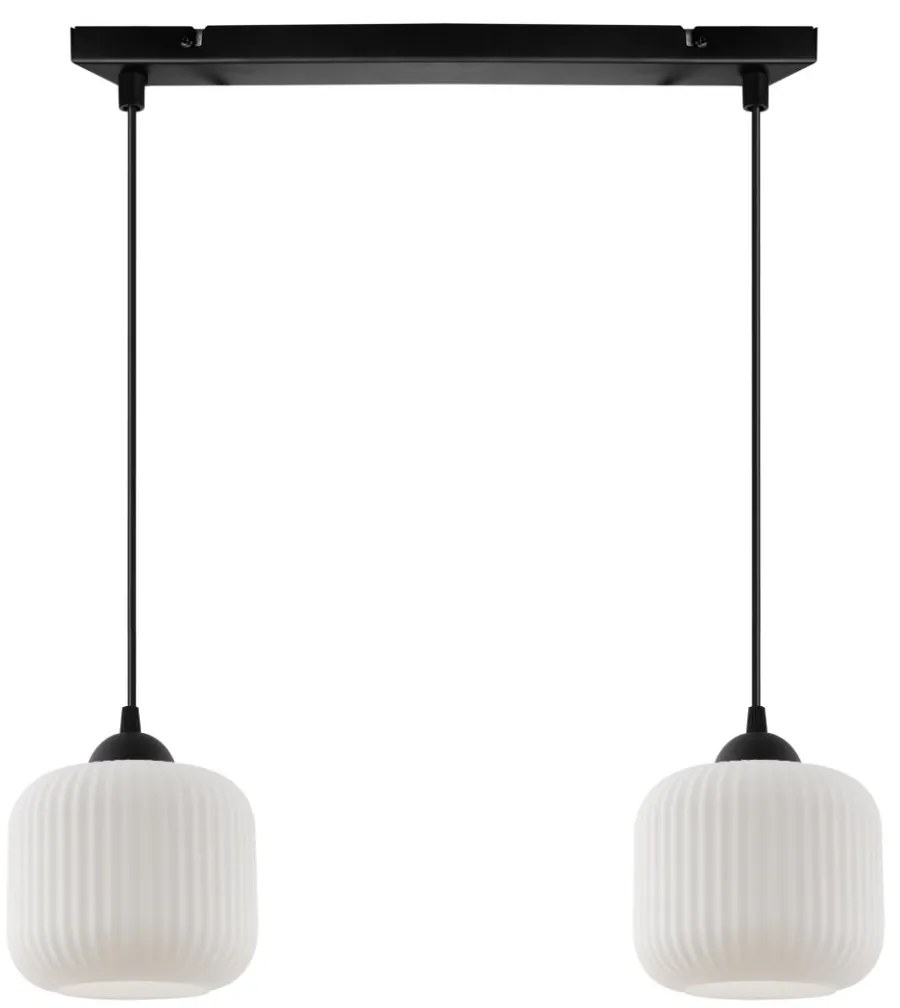 Závesné svietidlo Riffle, 2x biele sklenené tienidlo, b