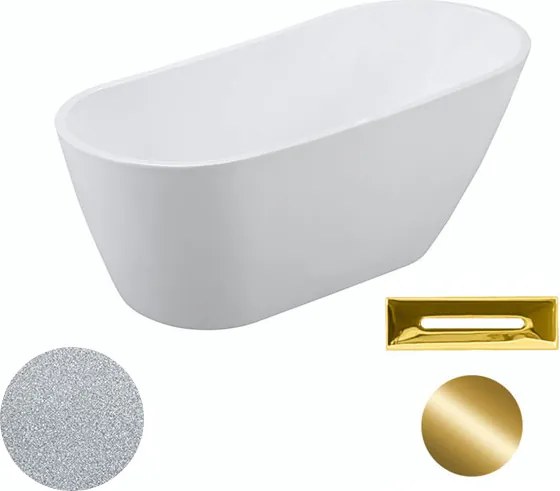 Besco Akrylátová voľne stojaca vaňa Melody Glam S 150x80 (170x80) BESCO-Typ výpuste: Click-Clack s prepadom, chróm, BESCO-Rozmery: 170x80, BESCO-Farb…