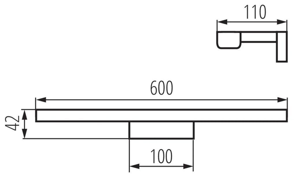 KANLUX Sapho, ASTEN LED nástenné svietidlo 12W, 600x42x110mm, chróm, 26681