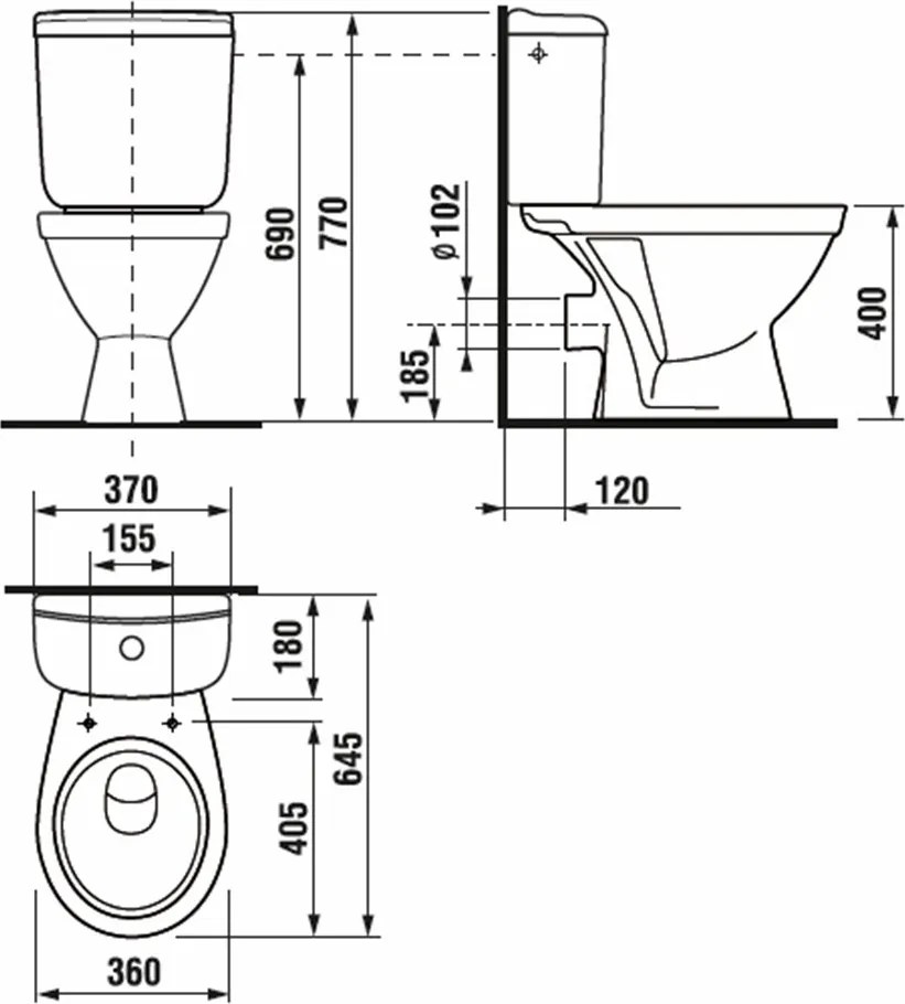 WC kombi Jika UNI H8241780007873 so zadným odpadom