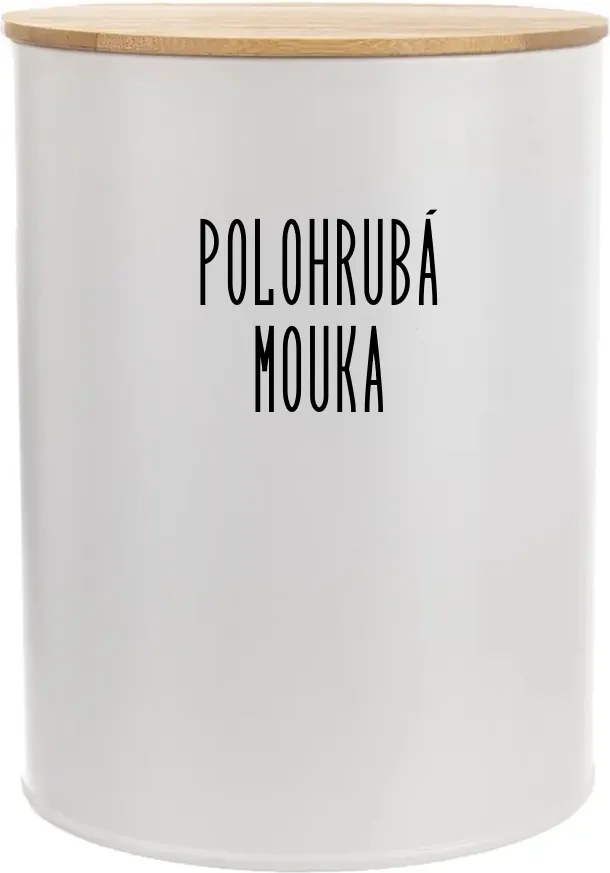 Orion 2. akosť - Dóza na potraviny, plechová, biela, s bambusovým viečkom - 2,3l