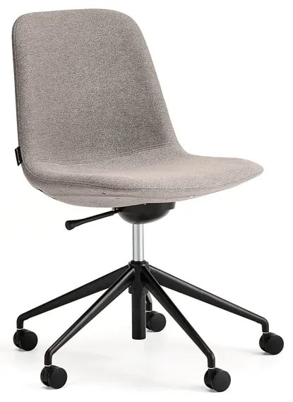 Stolička LANGLEY, nízky sedák, s kolieskami, čierna/šedohnedá