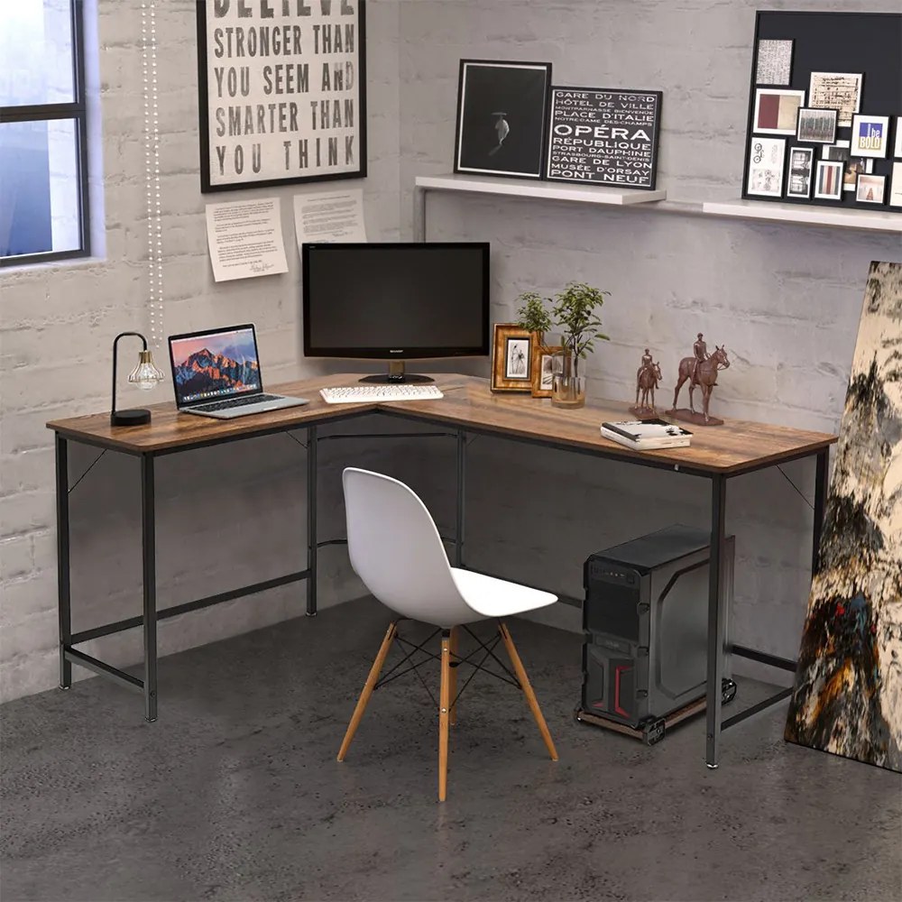 Rohový stôl hnedý