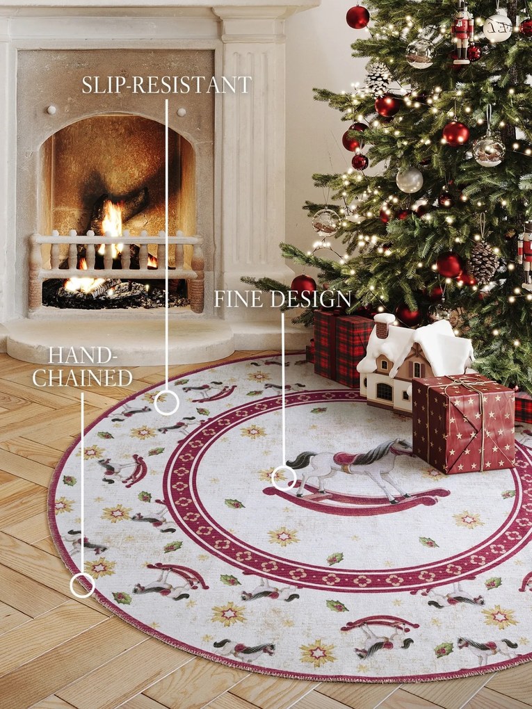 Villeroy & Boch, Kusový koberec Villeroy & Boch Toy's delight 106275 Cream, Red kruh, 160x160 (priemer) kruh, červená, obývacia izba