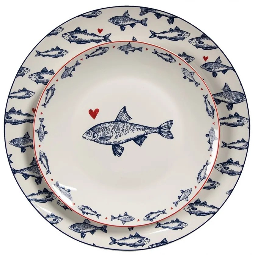 Porcelánový jedálenský tanier s rybkami Sun Sea And Fish - Ø 26*2cm