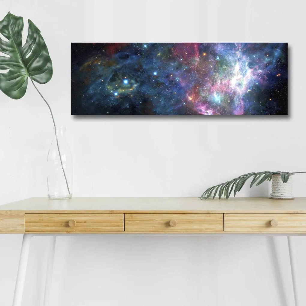 Obraz s LED osvetlením NOČNÁ GALAXIA 30 x 90 cm