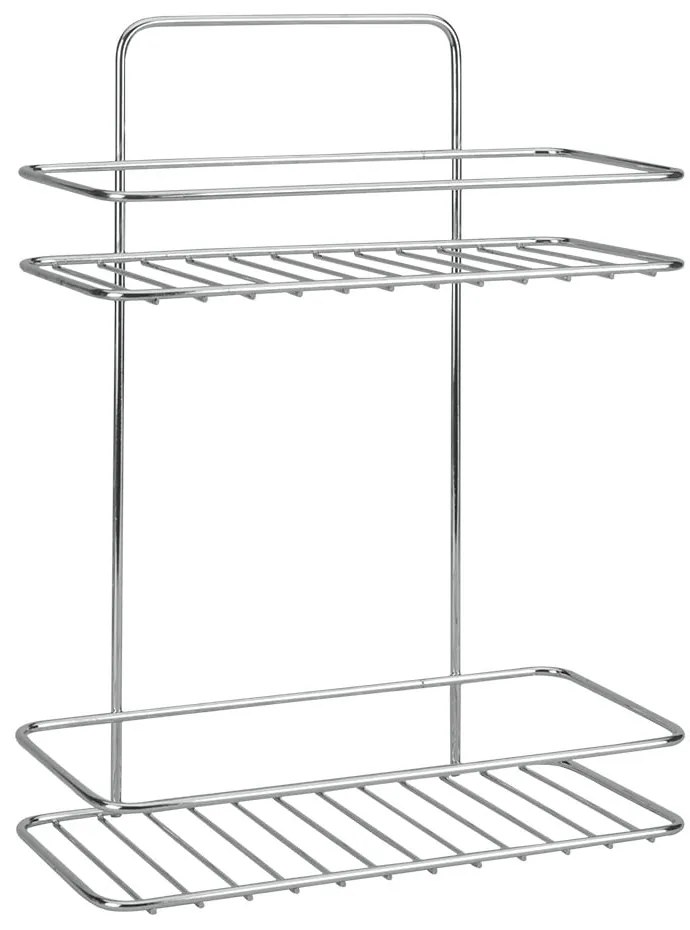 Závesná oceľová kúpeľňová polička bez vŕtania v lesklo striebornej farbe Luxy – Metaltex