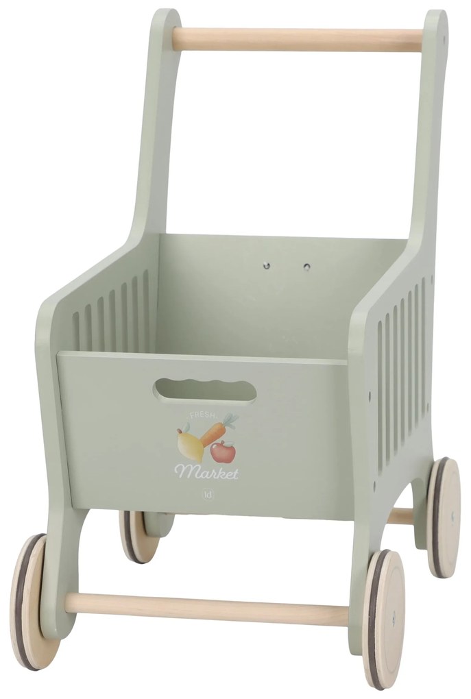 Nákupný vozík s doplnkami drevený