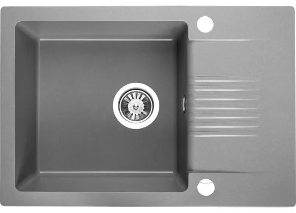 Laveo Celia, 1-komorový granitový drez 650x440x185 mm s krátkym odkvapkávačom, šedá, LAV-SBC_513T