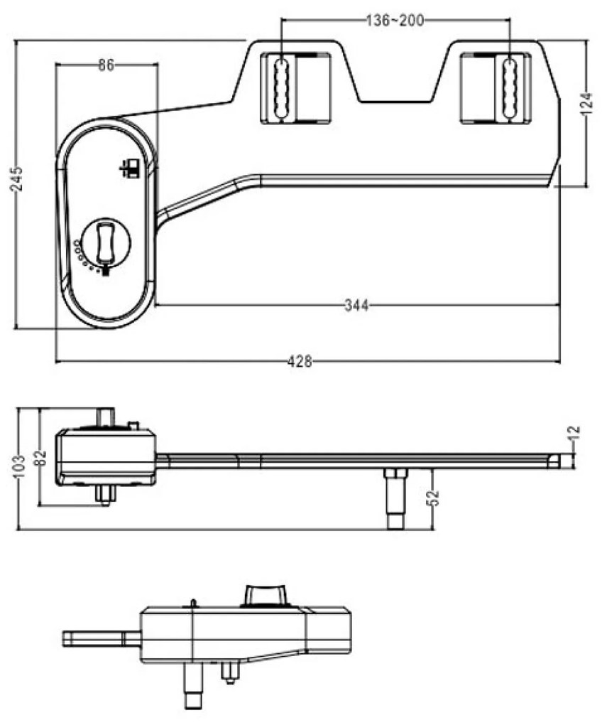 Aqualine Aqualine, EASY CLEANING prídavný bidet na studenú vodu, polypropylen, MT002