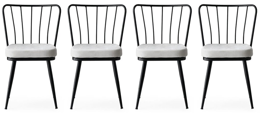 Súprava 4 ks jedálenských stoličiek Yildiz čierna/svetlosivá