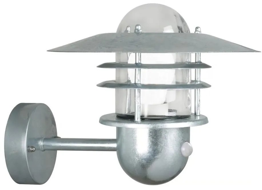 Nordlux - Vonkajšie nástenné svietidlo s pohybovým senzorom AGGER 1xE27/60W/230V IP54 strieborné