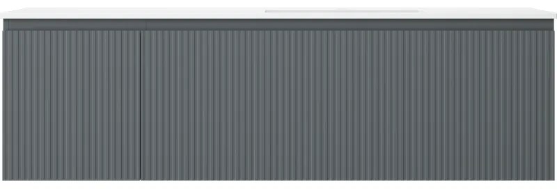 Mexen Rivel, kúpeľňová skrinka 160 cm s pravým umývadlom Otis, 1S, 1D, drážkovaná, grafitová/biela matná, 91A23-16047-3-BBFF66-W18P01