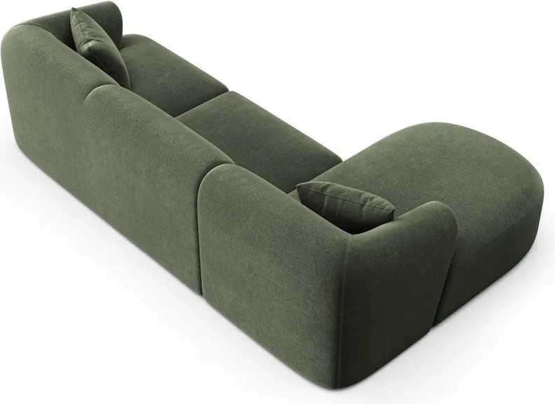 Zelená zamatová rohová pohovka (ľavý roh/s leňoškou) Campi – Cosmopolitan Design