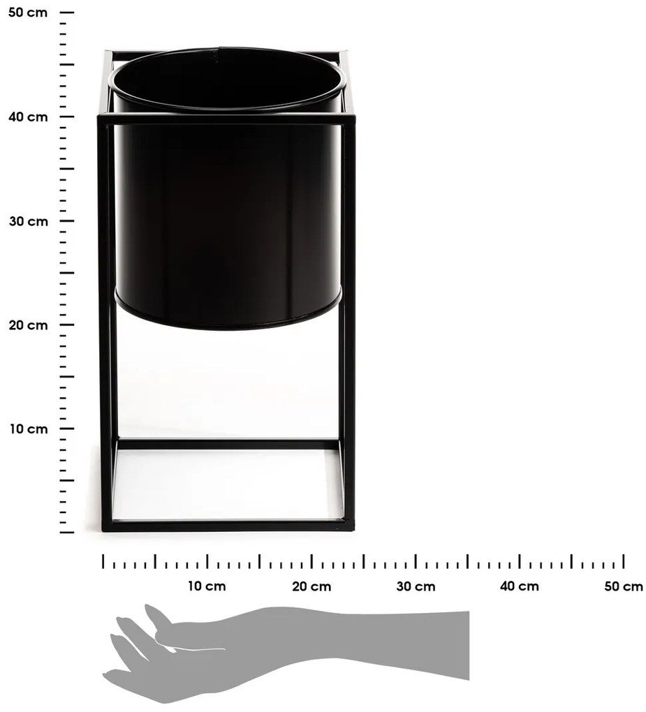 KOVOVÝ KVETINÁČ SO STOJANOM RING 40X23 CM ČIERNA