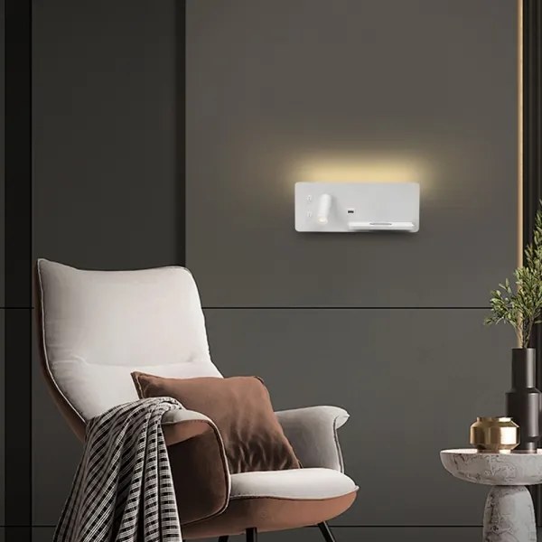 Immax 08285L-LED Nástenné sviet. s pol., USB a bezdr. nab. LED/3W/230V + LED/3W