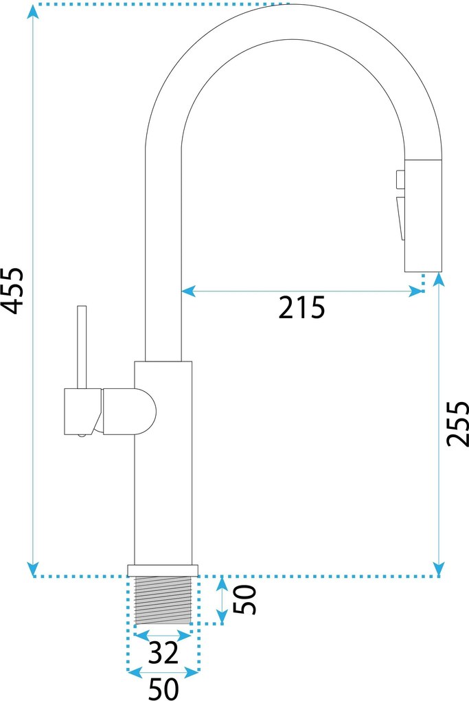 Rea Master, vysoká kuchynská batéria s výsuvným výtokom, medená matná, REA-B7203