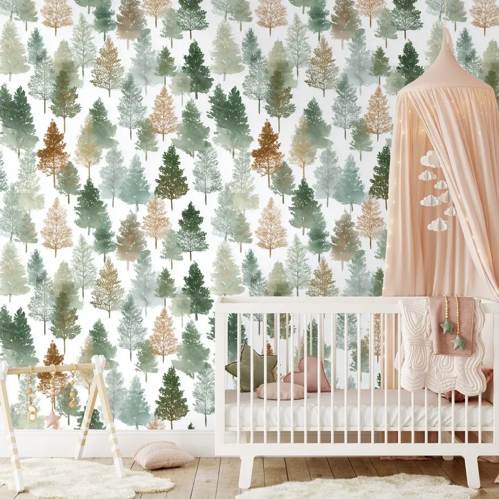 Tapeta pestrofarebné lesné stromy