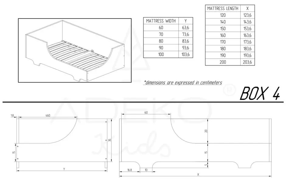 Detská posteľ z borovicového dreva Adeko Mila BOX 4, 90 x 180 cm