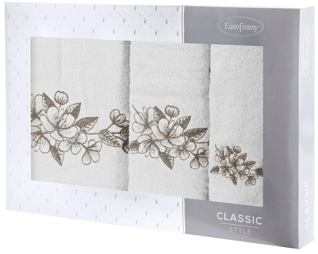 EUROFIRANY FROTÉ UTERÁK SOFIA SADA 1KS 30X50 CM, 1KS 50X90 CM, 1KS 70X140 CM KRÉMOVÁ