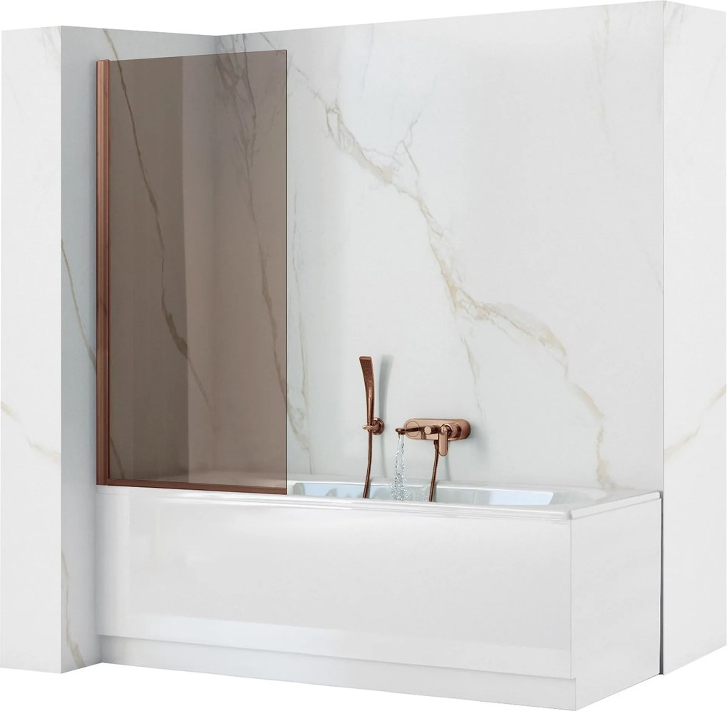 Vaňová zástena REA ELEGANT 80 cm, kartáčovaná meď/hnedá dymová