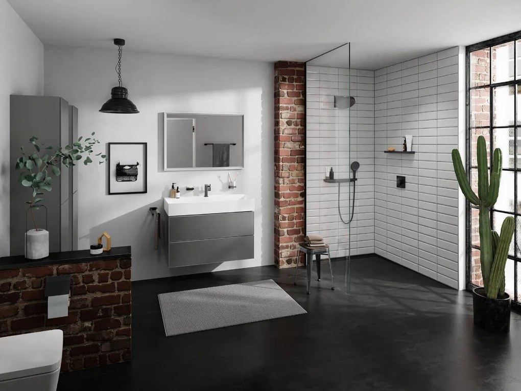 Hansgrohe Rainfinity, nástenná prípojka hadice Porter 500 a polička ĽAVÁ, čierna matná, HAN-26843670