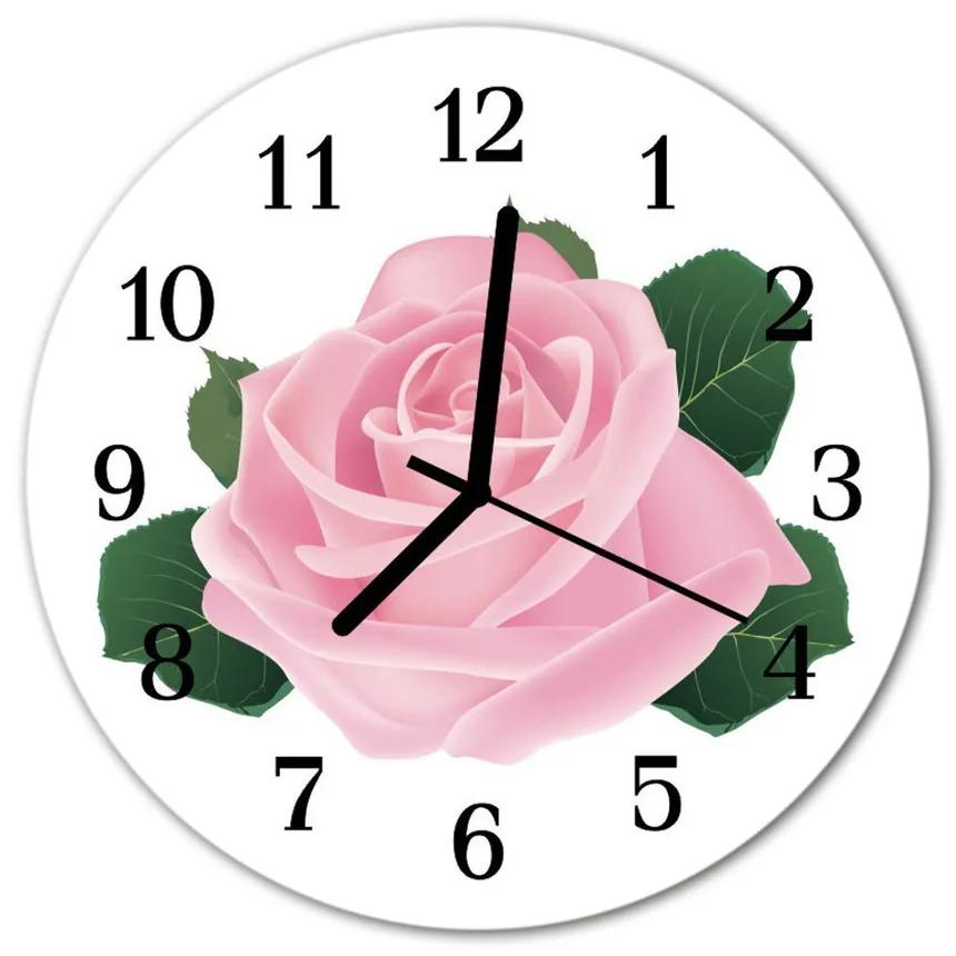 Sklenené hodiny okrúhle Ruže fi 30 cm