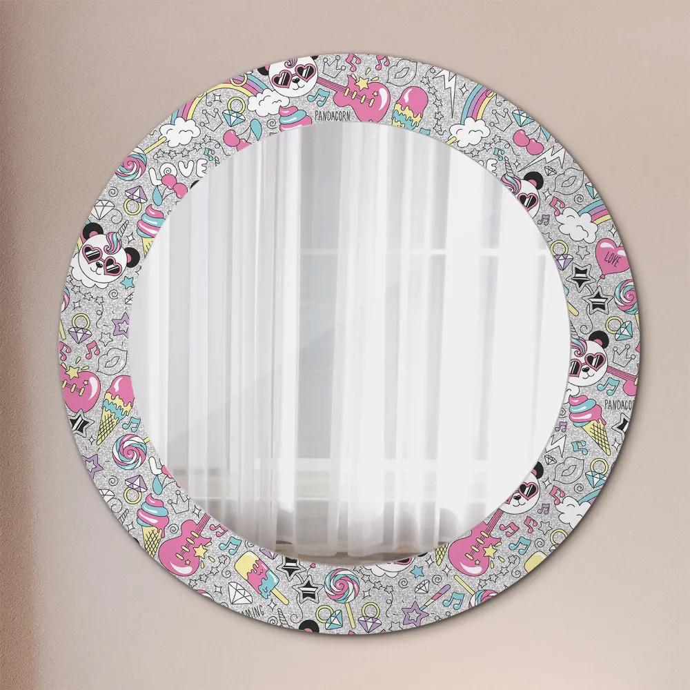 Okrúhle ozdobné zrkadlo Panda unicorn fi 60 cm