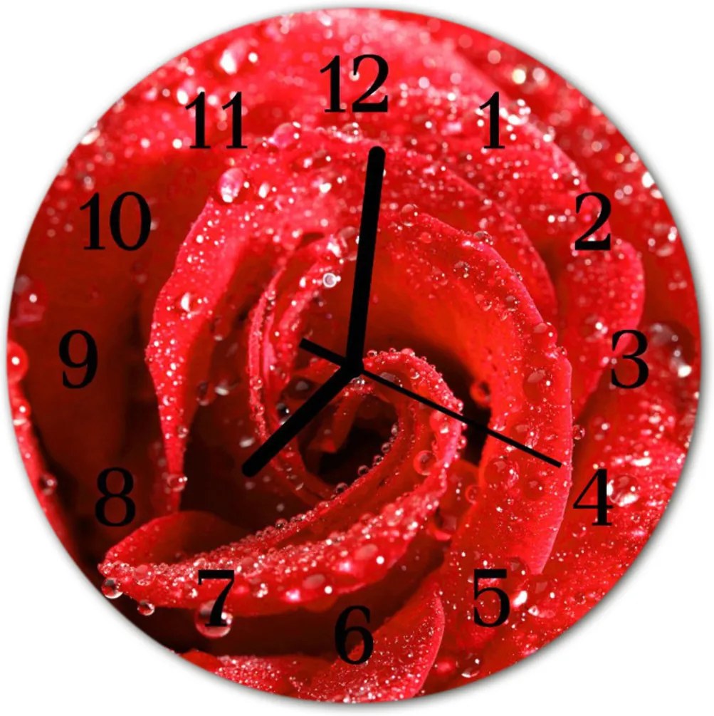 Sklenené hodiny okrúhle  ruže