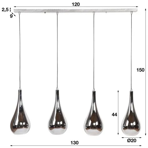 Luster 83-08 4 x Ø20cm Chromed glass - Komfort-nábytok