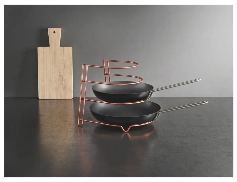 Stojan na panvice v medenej farbe Metaltex