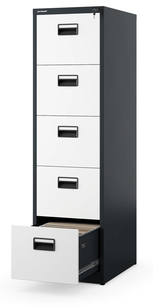 Kovová kartotéka, 5 zásuviek SARA V5, 460 x 1630 x 620 mm, antracitovo-biela