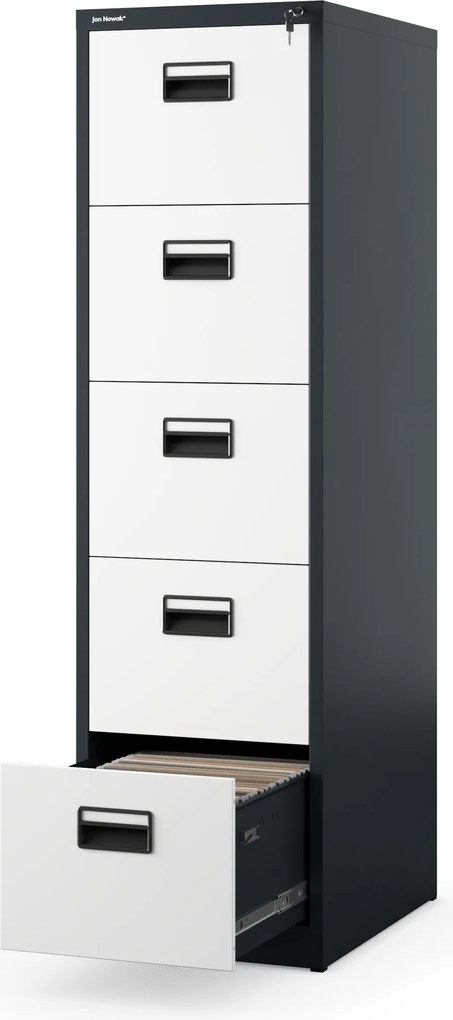 Kovová kartotéková skriňa s 5 zásuvkami, antracitovo-biela, 460x1625.5x620 mm: SARA