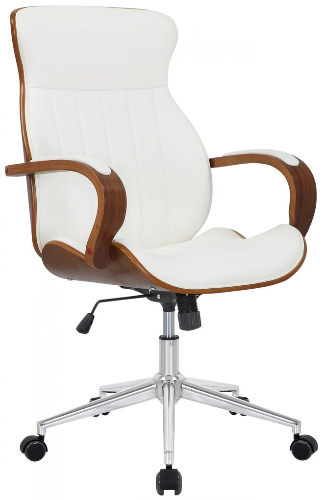Design-Shop Kancelárska stolička Melilla - drevo orech - Biela