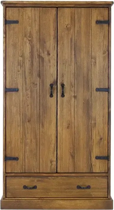 Rustikálna patinovaná drevená šatníková skriňa so zásuvkou 100x60x190 cm